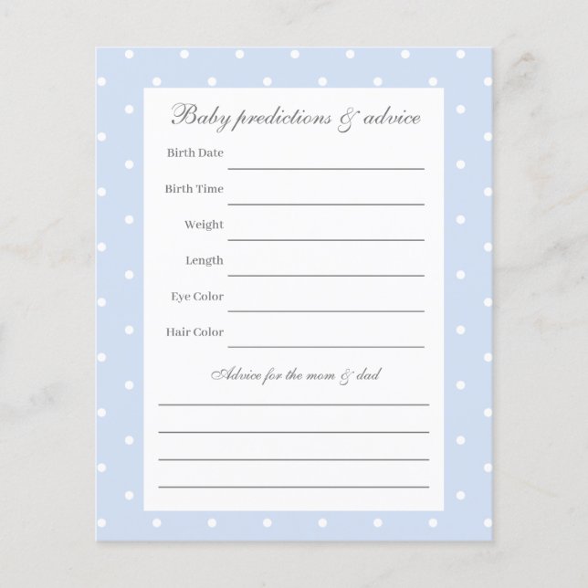 Elegant Polka Dots Baby Boy Shower Guessing Game (Vorderseite)