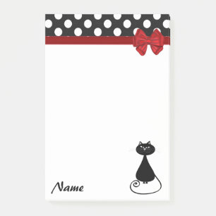 Elegant polka dots skurrile lustige Katzenmonogram Post-it Klebezettel
