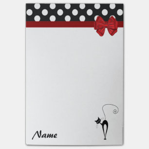 Elegant polka dots skurrile lustige Katzenmonogram Post-it Klebezettel