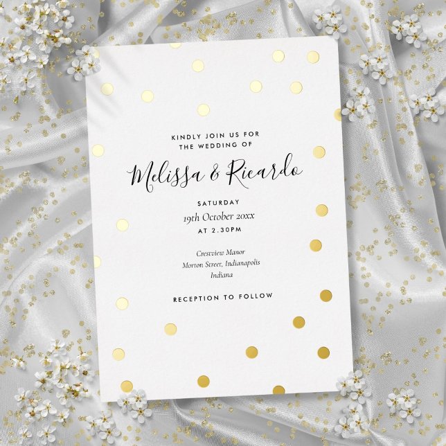 Elegant Polka Dots Wedding Gold Folieneinladung (Elegant Polka Dots Wedding Gold Foil Invitation)
