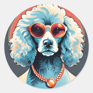 Elegant Poodle Portrait Runder Aufkleber