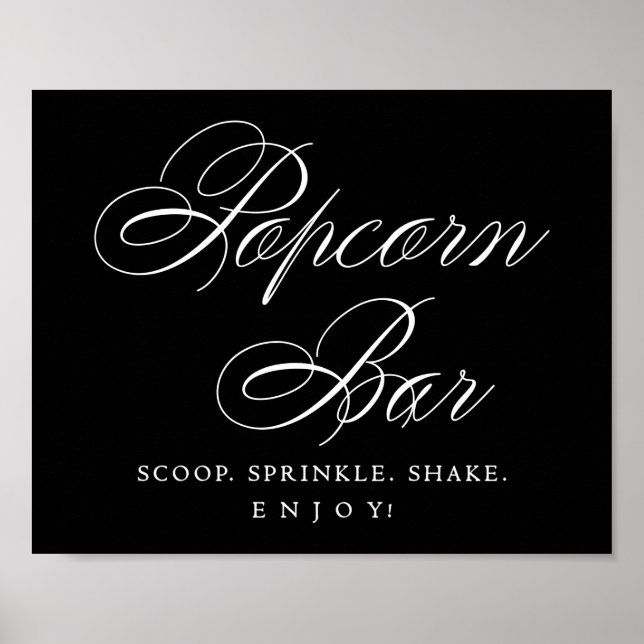 Elegant Popcorn Bar White Script | LECKEREI Poster (Vorne)