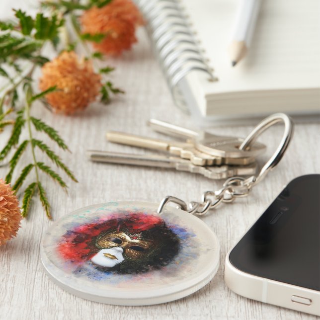 Elégant Porte - clé de Masque de Carnaval vénitien (Devant droit)