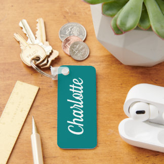 Élégant Porte-Clés Personnalisé Teal & Blanc