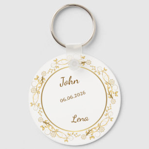 Élégant porte-clés souvenir de mariage floral - Pe