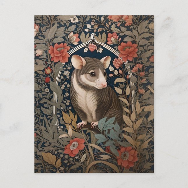 Elegant Possum William Morris Inspiriert Postkarte (Vorderseite)