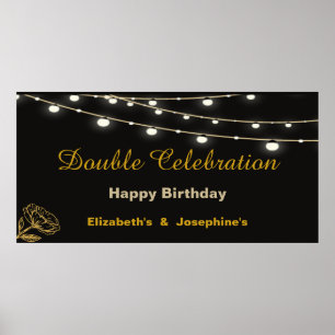 Élégant Poster Soiree double anniversaire