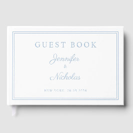 Elegant Powder Blue Script Wedding Gästebuch