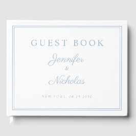 Elegant Powder Blue Script Wedding Gästebuch