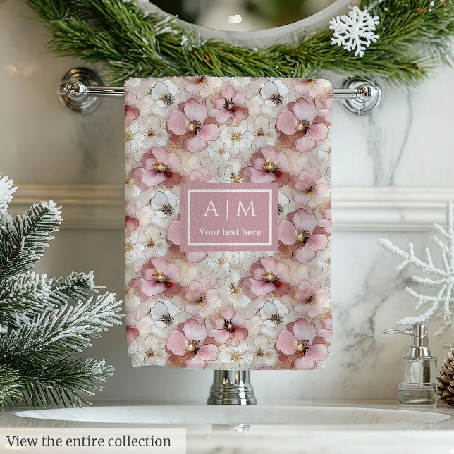 Elegant Powder Pink and Gold Flowers Bath Towels Badhandtuch Set (Elegant Powder Pink and Gold Flowers Bath Towels)