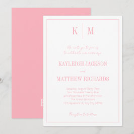 Elegant Powder Pink Monogram Wedding  Einladung