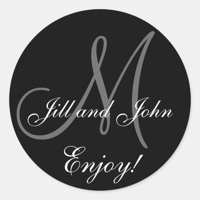 Élégant prénoms Monogramme Mariage Faveur Sticker (Devant)