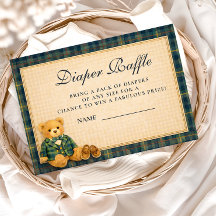 Elegant Preppy Teddy Bear Diapper Raffle