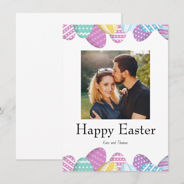 Elegant Pretty Chic Photo Happy Easter Eggs Card (Vorne/Hinten)