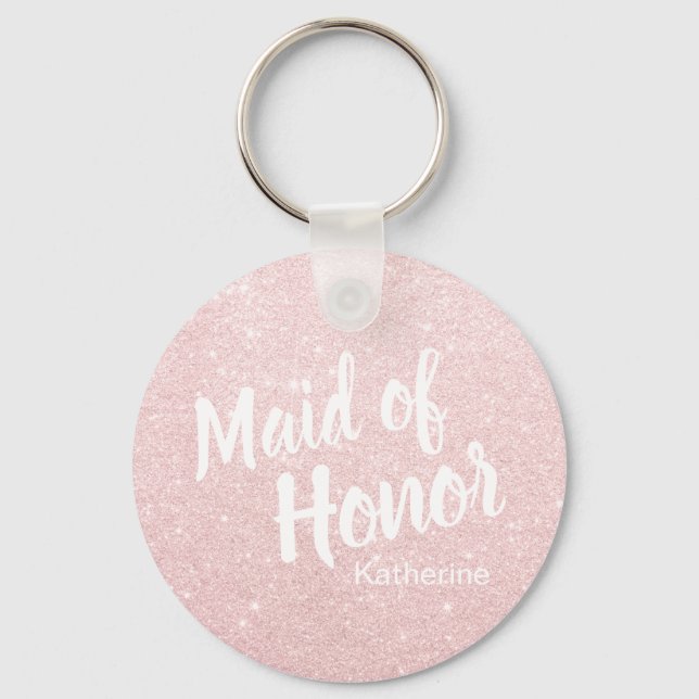 Elegant pretty rose gold glitter maid of honor schlüsselanhänger (Vorderseite)