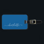 Elegant Primary Blue Script Name Personalisiert Gepäckanhänger<br><div class="desc">Eleganter Personalisierter Blue Script-Name</div>