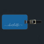 Elegant Primary Blue Script Name Personalisiert Gepäckanhänger<br><div class="desc">Eleganter Personalisierter Blue Script-Name</div>
