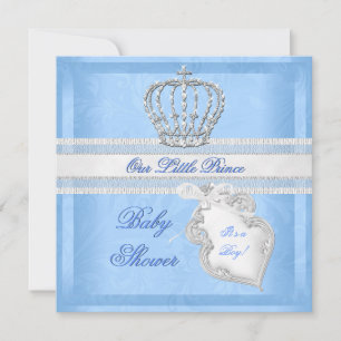 Elegant Prince Baby Shower Boy Blue Little Prince Einladung