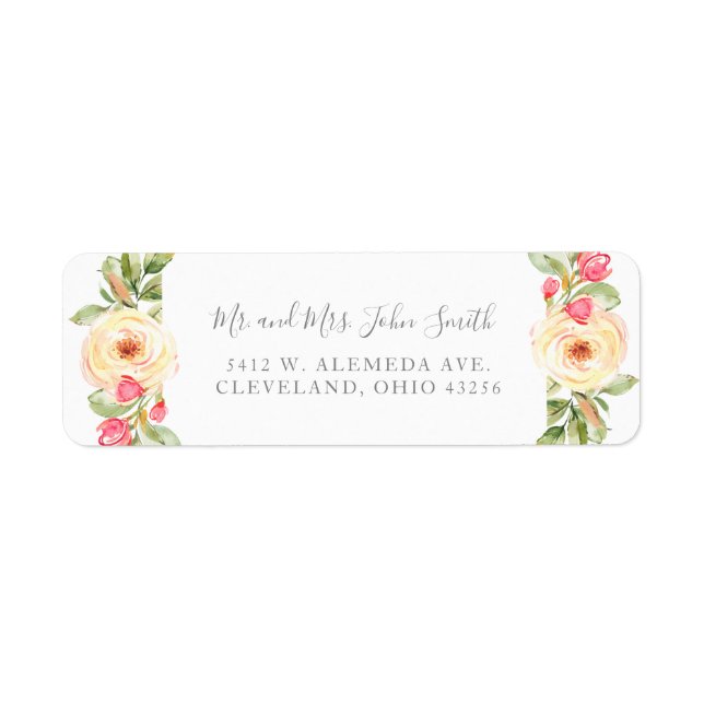 Élégant Printemps Floral Pêche Mariage Étiquettes (Devant)