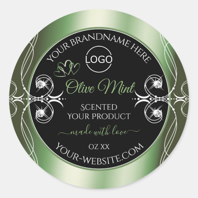Élégant produit noir vert Étiquette bijoux et logo (Devant)