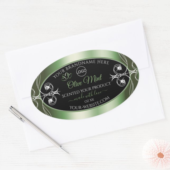 Élégant produit noir vert Étiquette bijoux et logo (Enveloppe)