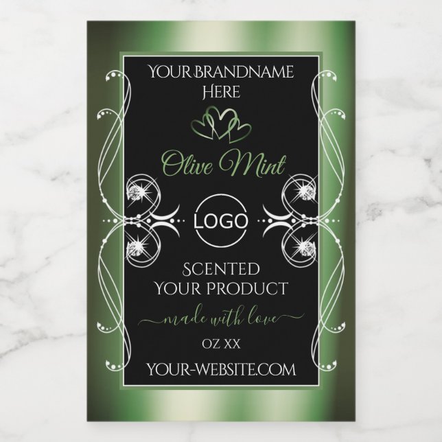Élégant produit noir vert Étiquette bijoux et logo (Étiquettes simples)