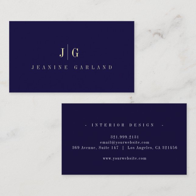 Elegant Professionell Einfaches Monogramm Minimali Visitenkarte (Vorne/Hinten)