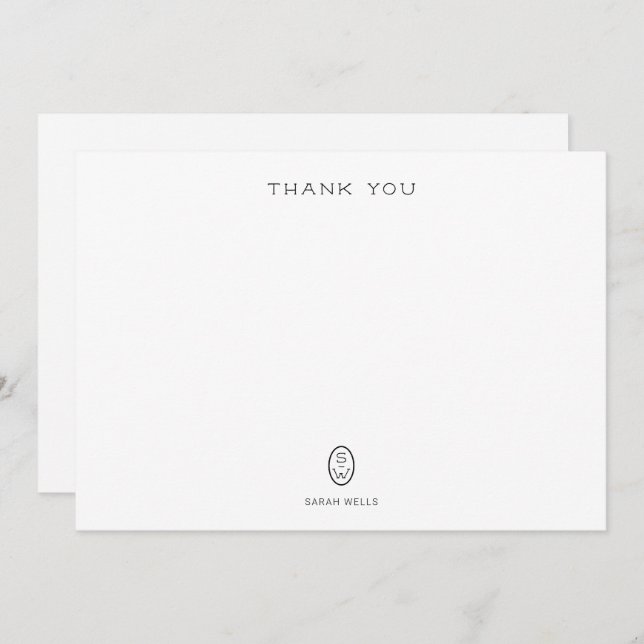 Élégant professionnel Monogramme blanc Merci Ca (Devant / Derrière)