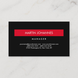 Élégant professionnel Noir Rouge Carte de visite