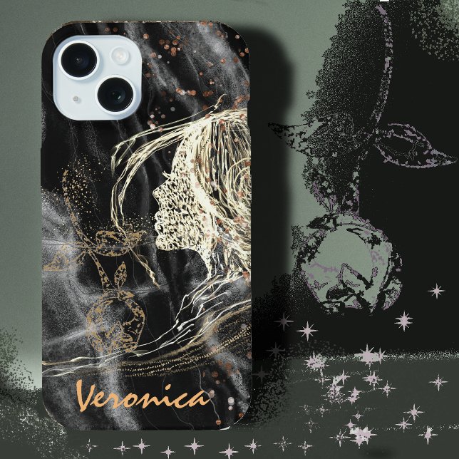 Elégant profil Black Marble Woman (Elegant Black Marble iPhone 15 Case)