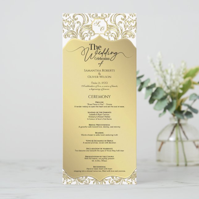 Élégant programme classique de mariage d'or (Debout devant)
