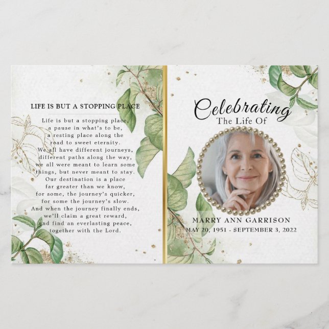 Élégant programme de célébration de la vie dans la (Devant)