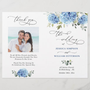 Élégant programme de cérémonie Mariage Hydrangea B