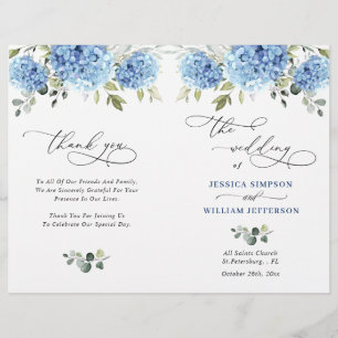 Élégant programme de cérémonie Mariage Hydrangea B
