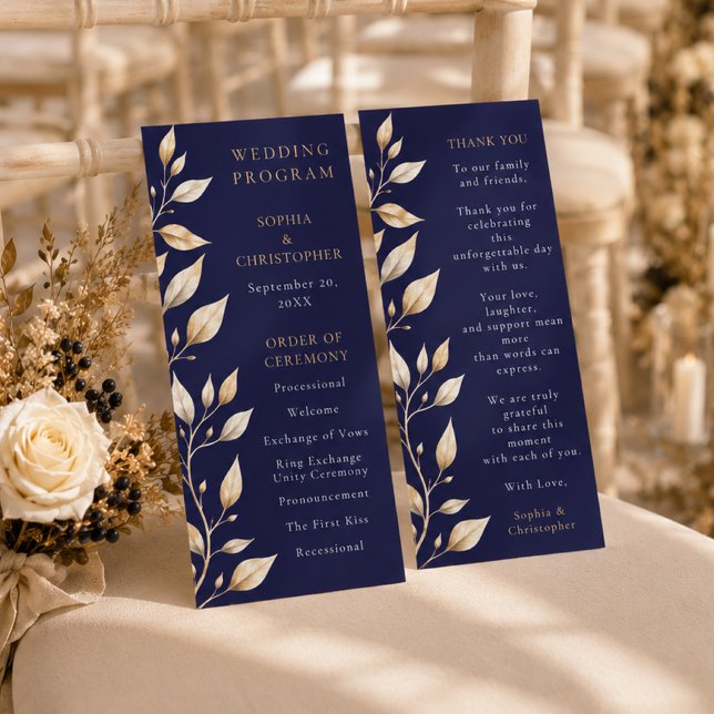 Élégant programme de mariage à bordure botanique N (Créateur téléchargé)