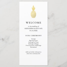 Élégant programme de mariage à l'ananas en or