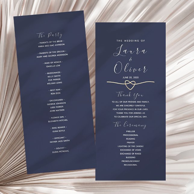 Élégant programme de mariage bleu marine (Créateur téléchargé)