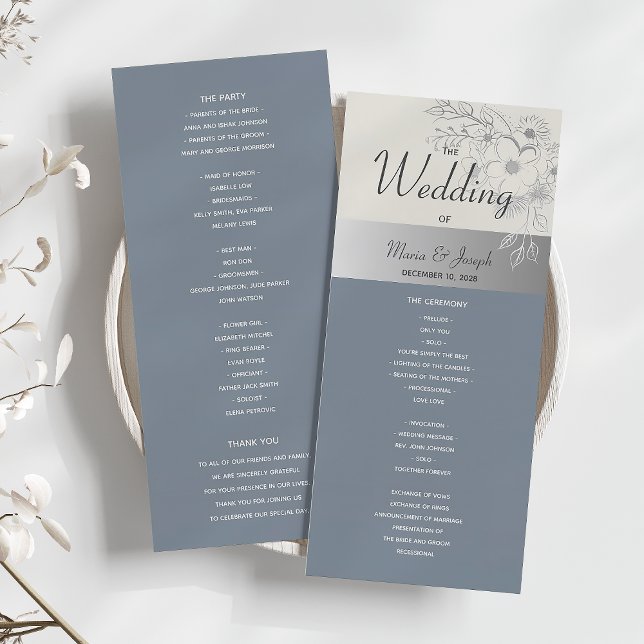Élégant Programme de Mariage Bleu Poussiéreux (Créateur téléchargé)