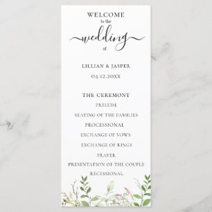 Élégant programme de mariage botanique Fleur sauva