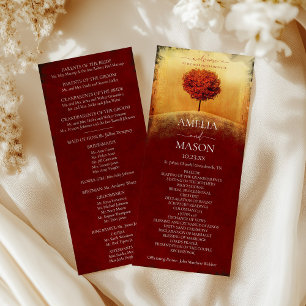 Élégant programme de mariage d'arbre d'automne