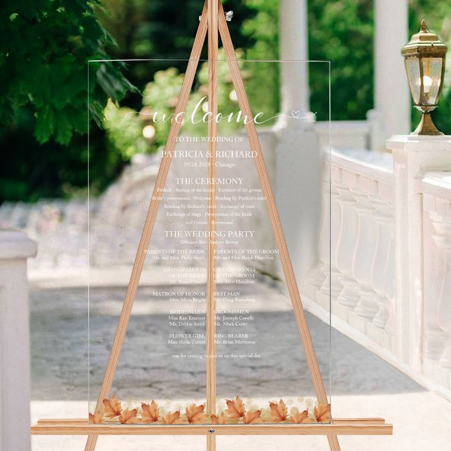 Élégant programme de Mariage de automne de congés  (Créateur téléchargé)