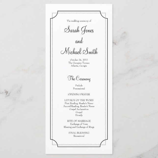 Élégant programme de mariage de cadre (Devant)