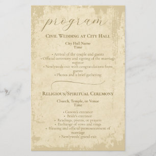 Élégant programme de mariage de Grunge Hors Blanc