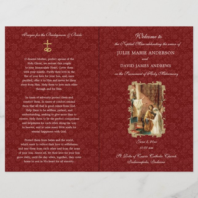 Élégant programme de mariage de masse latine catho (Devant)