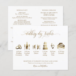 Élégant programme de mariage et chronologie en or