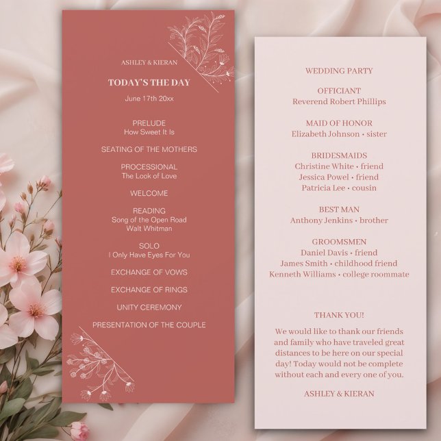 Élégant programme de mariage floral Boho (Créateur téléchargé)