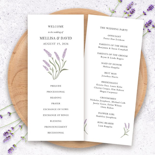 Élégant programme de mariage floral Lilac (Elegant Lilac Floral Wedding Program by Fiesta Valley Print)
