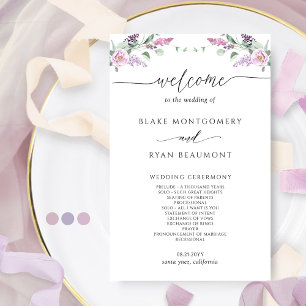 Élégant programme de mariage floral mauve et viole