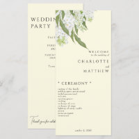 Élégant programme de mariage jaune Hydrangée blanc