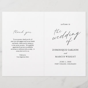 Élégant programme de mariage moderne avec calligra